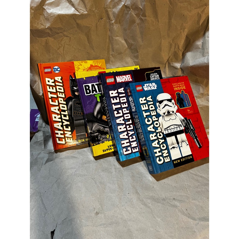 LEGO Lot of 4 Character Encyclopedia Books Star Wars Marvel DC Batman No Figs